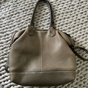 Madewell Grey Leather Shoulder Tote Bag
